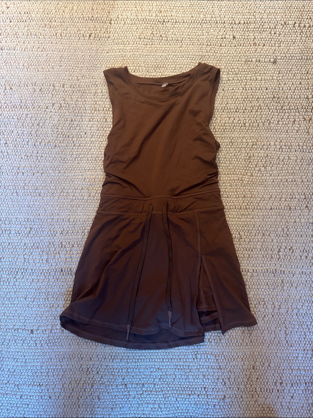 FP Movement by Free People Brown Sleeveless Tie-Waist Mini Dress